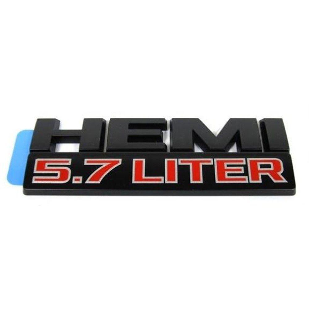 Hemi Logo - Mopar 68247898AA Fender Badge Black Hemi Logo With Red 5.7 Liter