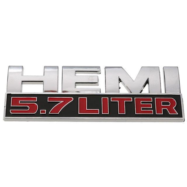 Hemi Logo - 1pcs Silver Sticker 5.7 Liter HEMI Logo Emblem Nameplate Badge Decal ...