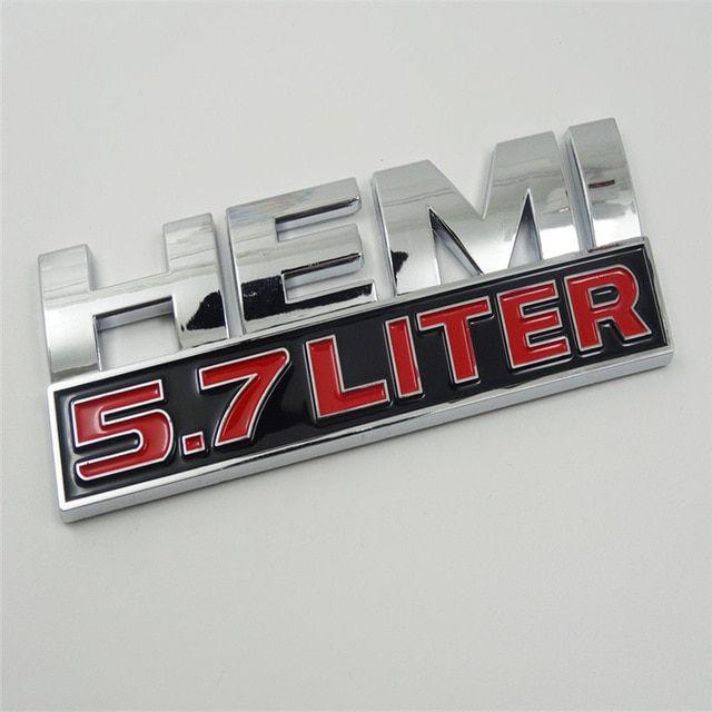 Hemi Logo - Pair Chrome Silver 3D Car Sticker 5.7 LITER HEMI Logo Emblem