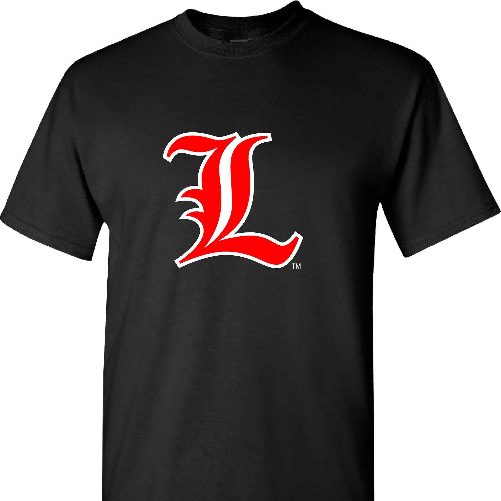 Louisville L Logo - UL Louisville Cardinals L Logo on a Black Short Sleeve T Shirt ...