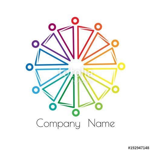 Rainbow Triangle Circle Logo - rainbow logo sociocultural relations and equality. people stand in a