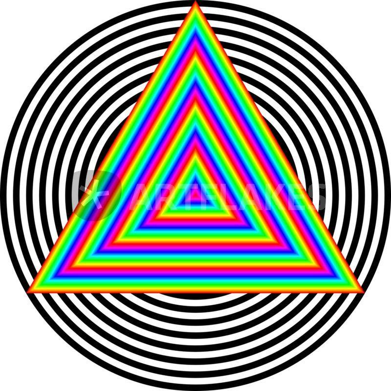 Rainbow Triangle Circle Logo - Rainbow Triangle in Circle Digital Art art prints and posters