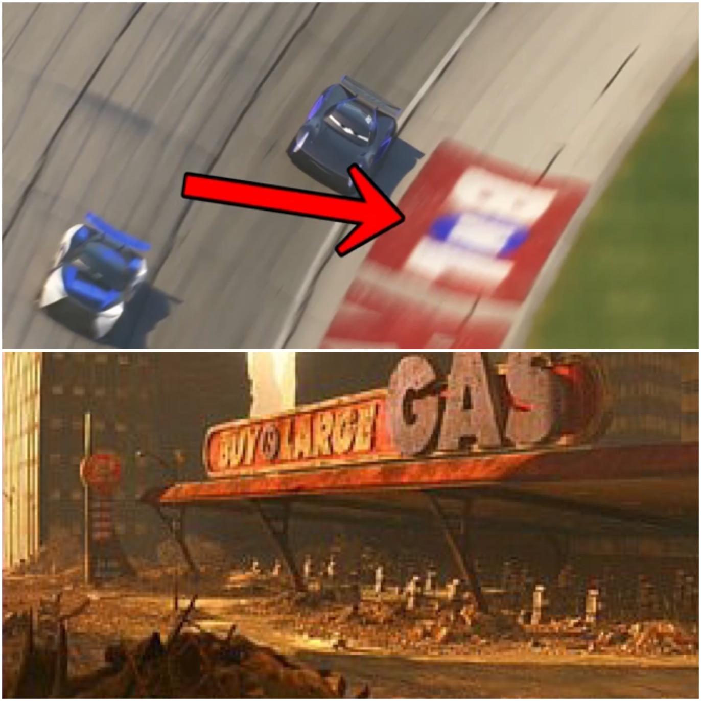 Large Wall E Logo - One of the advertisements for the racetrack in Cars 3 is Buy N Large
