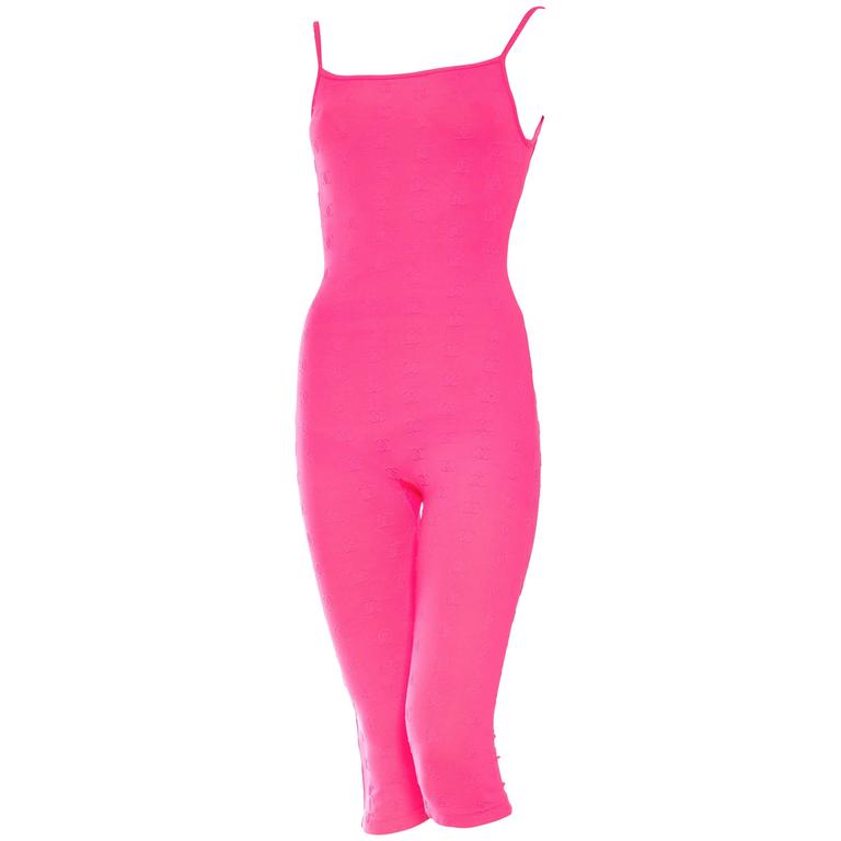 Hot Pink Chanel Logo - 1990s Hot Pink Chanel Logo Bodysuit at 1stdibs