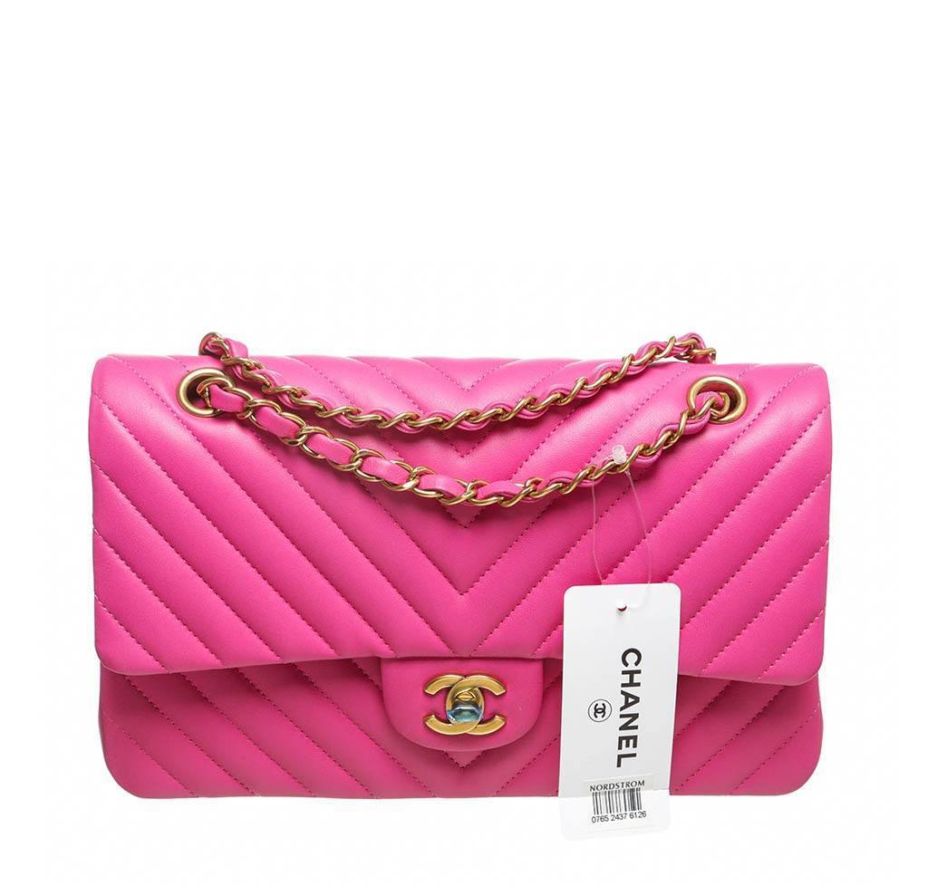Hot Pink Chanel Logo - Chanel Hot Pink Classic 2.55 Bag - Chevron Lambskin | Baghunter