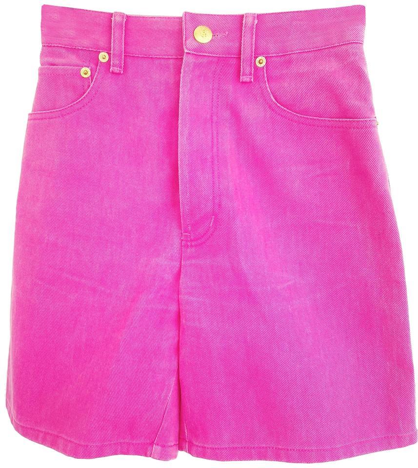 Hot Pink Chanel Logo - Chanel Fuchsia Huge Cc Logo Pockets Hot Pink Jean Fr 34 Shorts Size ...