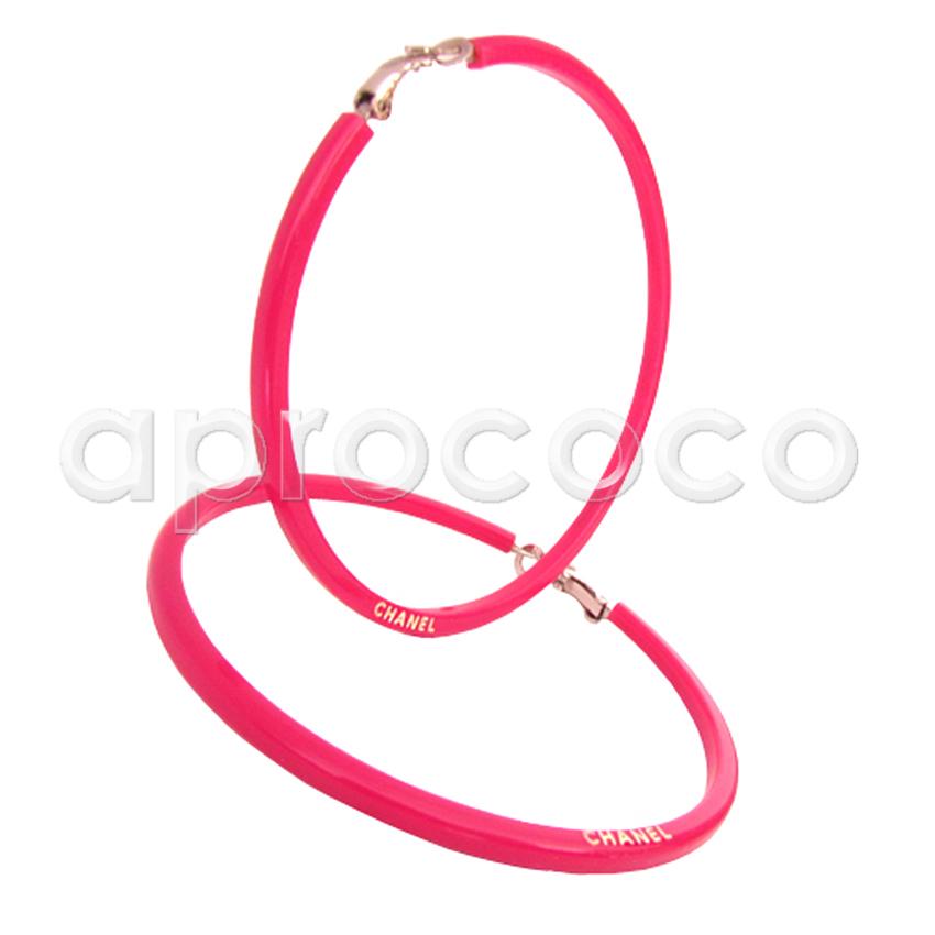 Hot Pink Chanel Logo - aprococo - Stunning CHANEL HOOPS - hooped Earrings - hot pink