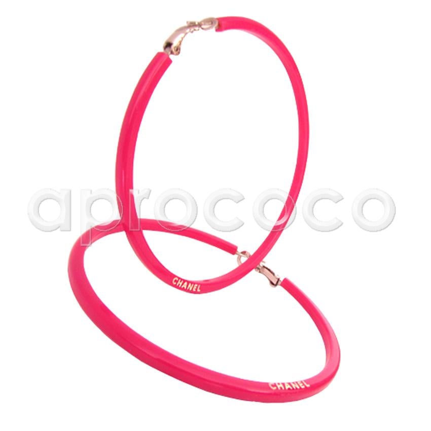 Hot Pink Chanel Logo - aprococo CHANEL HOOPS