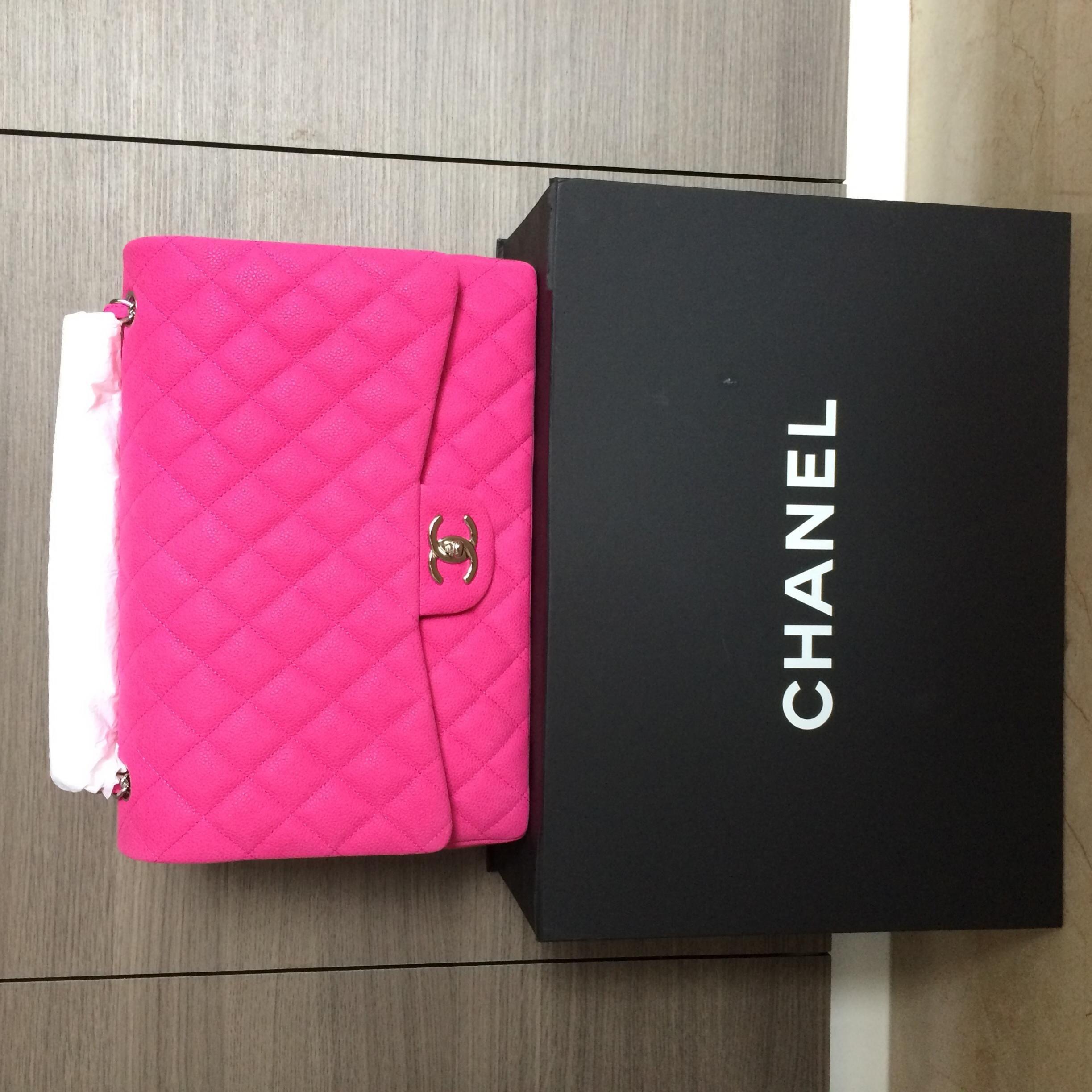 Hot Pink Chanel Logo - CHANEL MAXI HOT PINK MATTE CAVIAR!!!