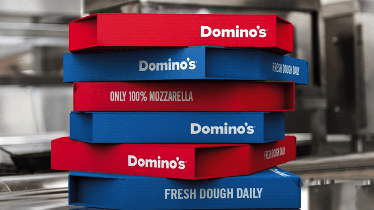 Red Domino Logo - Domino's new pizza delivery boxes: when logo and packaging become ...
