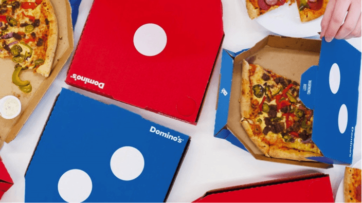 Red Domino Logo - Domino's new pizza delivery boxes: when logo and packaging become ...