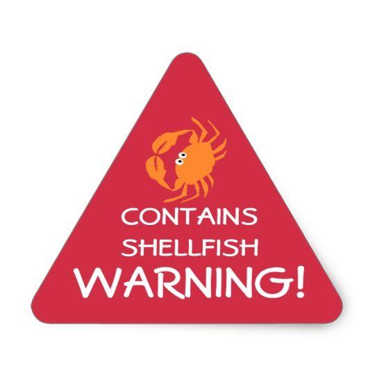 Red Triangle Food Logo - Contains Shellfish Allergy Alert Red Triangle Sticker