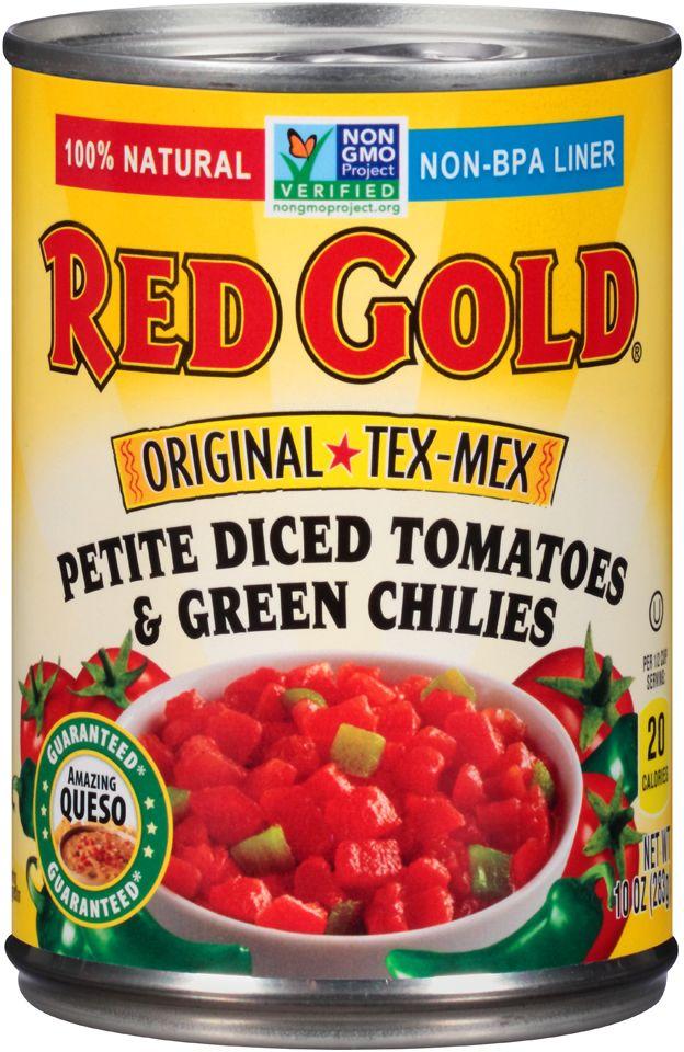 Red Gold Tomatoes Logo - Original Tex Mex Petite Diced Tomatoes & Green Chilies