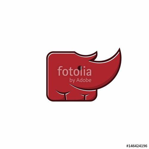 Cute Red Logo - Red Cute Square Rhino Logo Template Stock Image And Royalty Free