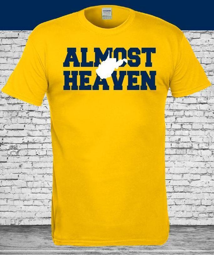 Almost Heaven West Virginia Logo - West Virginia Mountaineers Almost Heaven Gold Shirt – Sports Fanz