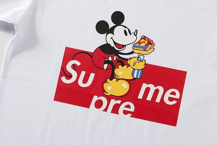 Cute Red Logo - Buy Cheap Supreme Cute Mickey Mouse Red Logo White Tee Online at