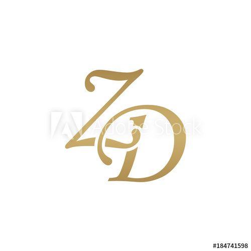 ZD Logo - Initial letter ZD, overlapping elegant monogram logo, luxury golden