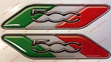 Red Fiat Logo - Adesivi Compulsivi Fiat 500 Logo Pair Flag Italy. Stickers resinati ...