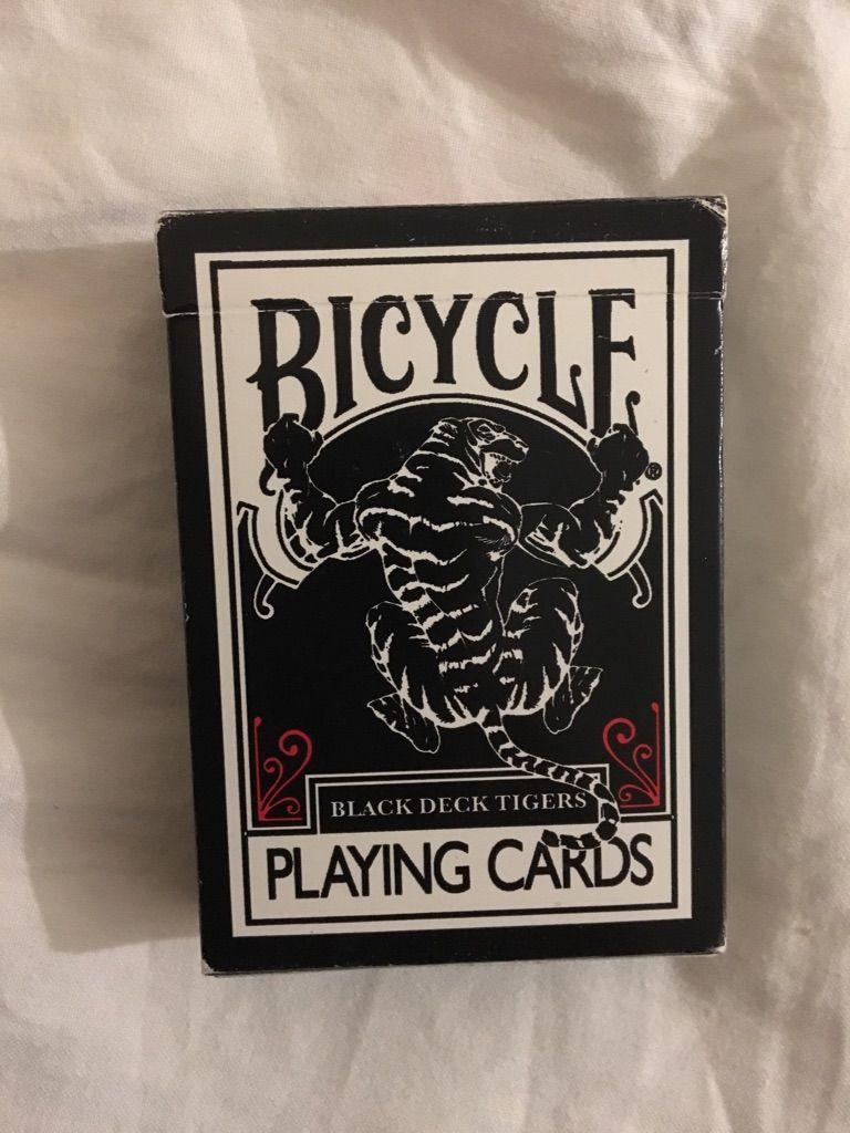 Red and Black Tiger Logo - Bicycle Playing cards Black Tiger Red pips deck. | Village