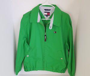 Light Green Box Logo - Vintage TOMMY HILFIGER Light Zip Up Jacket W Box Logo -Size L **Rare