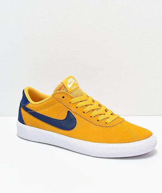 Yellow and Blue Nike Logo - Nike SB Bruin Low Yellow, Blue & White Skate Shoes