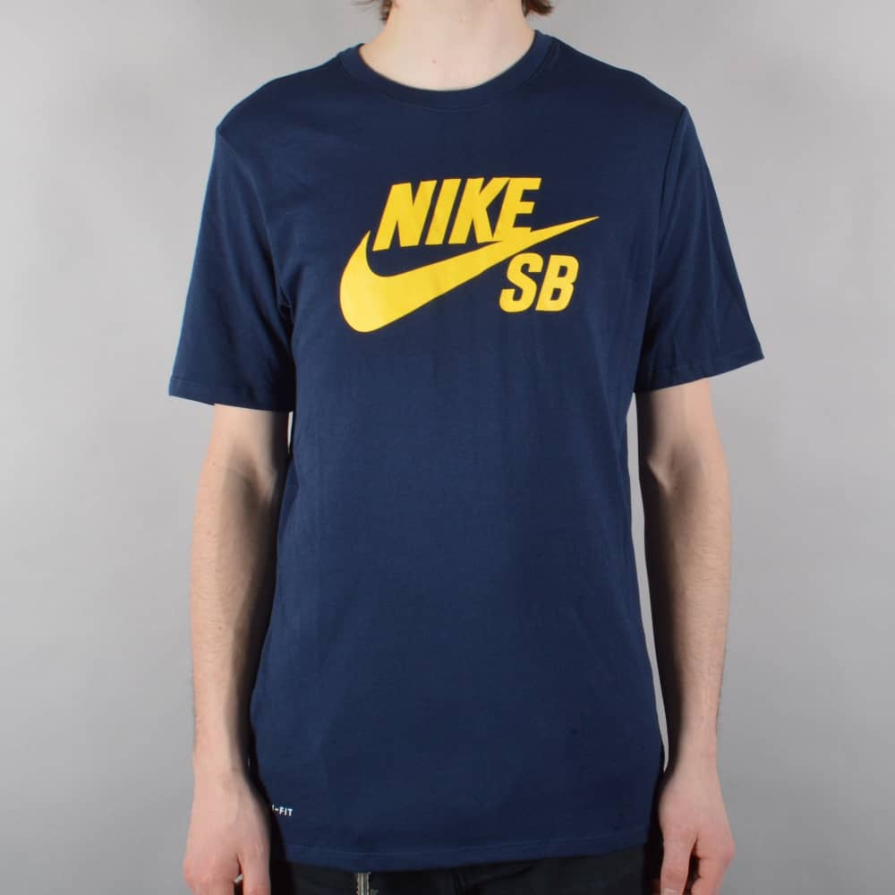 Yellow and Blue Nike Logo - Nike SB SB Logo Skate T-Shirt - Obsidian/Tour Yellow - SKATE ...