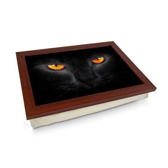 Thing Black with Orange Eyes Logo - Black Cat with Orange Eyes Lap Tray L0164 Personalised Gift