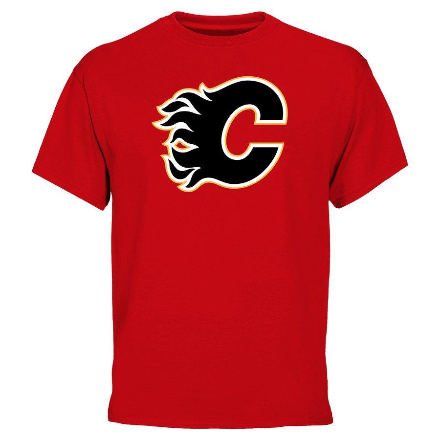 Red Fan Logo - Men's Calgary Flames Red Fan Big Alternate Logo T-Shirt