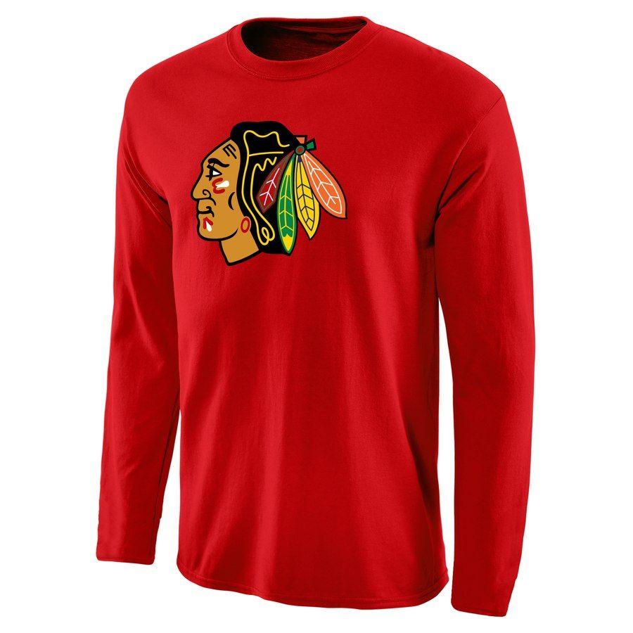 Red Fan Logo - Chicago Blackhawks Rinkside Fan Big Primary Logo Long Sleeve T Shirt