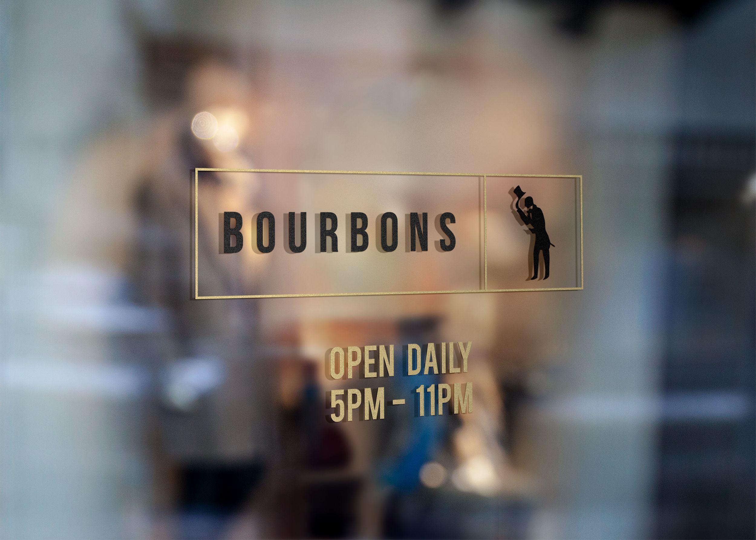 Restaurant Window Logo - Bourbons Restaurant Window Logo