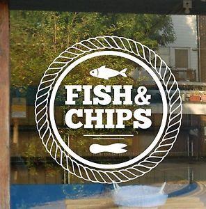 Restaurant Window Logo - FISH&CHIPS (24cm x 24cm) SIGN / SHOP WINDOW DECAL, FAST FOOD