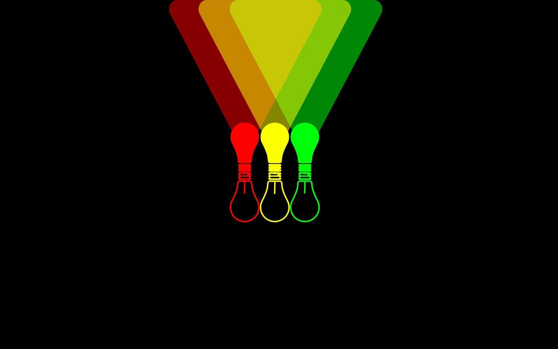 Red Yellow-Green Flower Logo - light bulbs red yellow green flowers background black minimalism