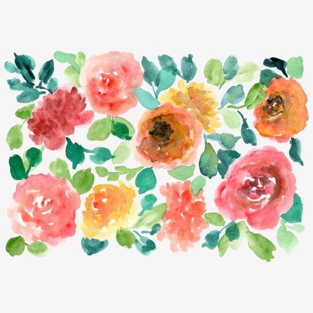 Red Yellow-Green Flower Logo - Red Yellow Green Floral Watercolor Background, Red, Yellow, Orange ...