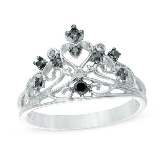 Black Diamond Crown Logo - 8 CT. T.W. Enhanced Black Diamond Crown Ring In Sterling Silver