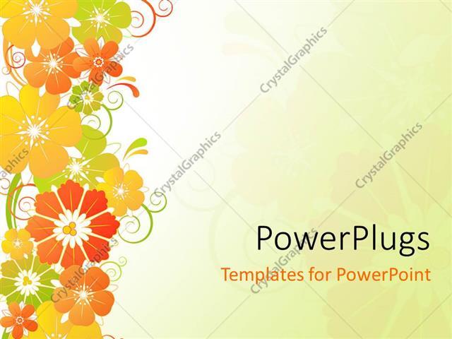 Red Yellow-Green Flower Logo - PowerPoint Template: Red, yellow, orange, and green flowers on plain ...