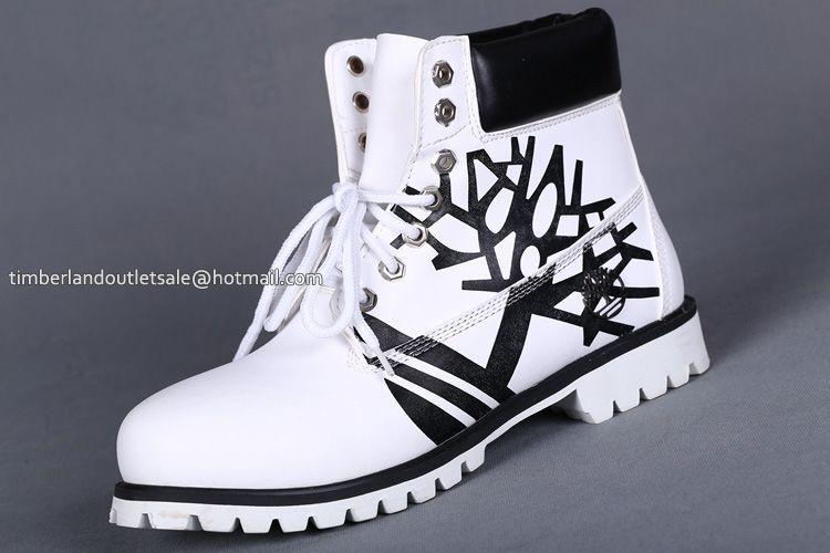 Boot Tree Logo - Print Black Men Custom Boots Timberland Tree Logo 6 For Inch White ...