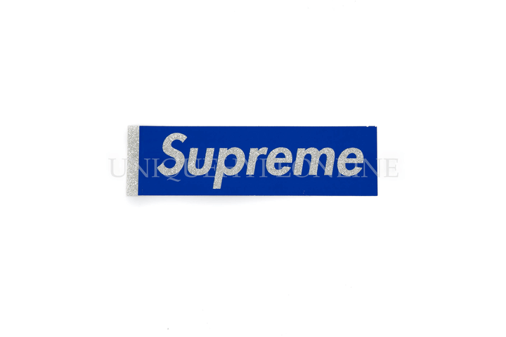 Gliter Blue Supreme Logo - Supreme Glitter Box Logo Sticker Blue (Single)