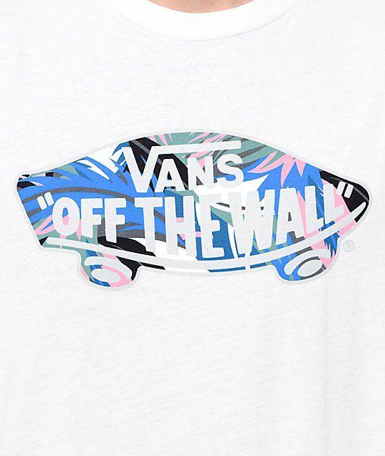 Floral Vans Logo - Special offer Fashion Vans Off The Wall Logo Floral Fill White T ...