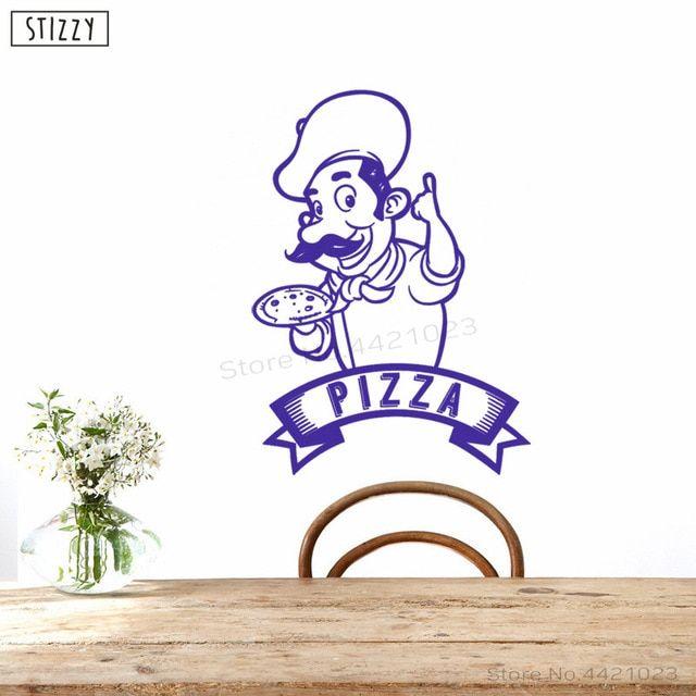 Restaurant Window Logo - STIZZY Wall Decal Kitchen Pizza Chef Logo Vinyl Wall Stickers Window