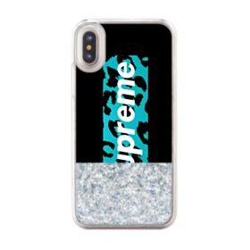 Gliter Blue Supreme Logo - Supreme x Louis Vuitton Black Shaking Design iPhone X Silver Glitter