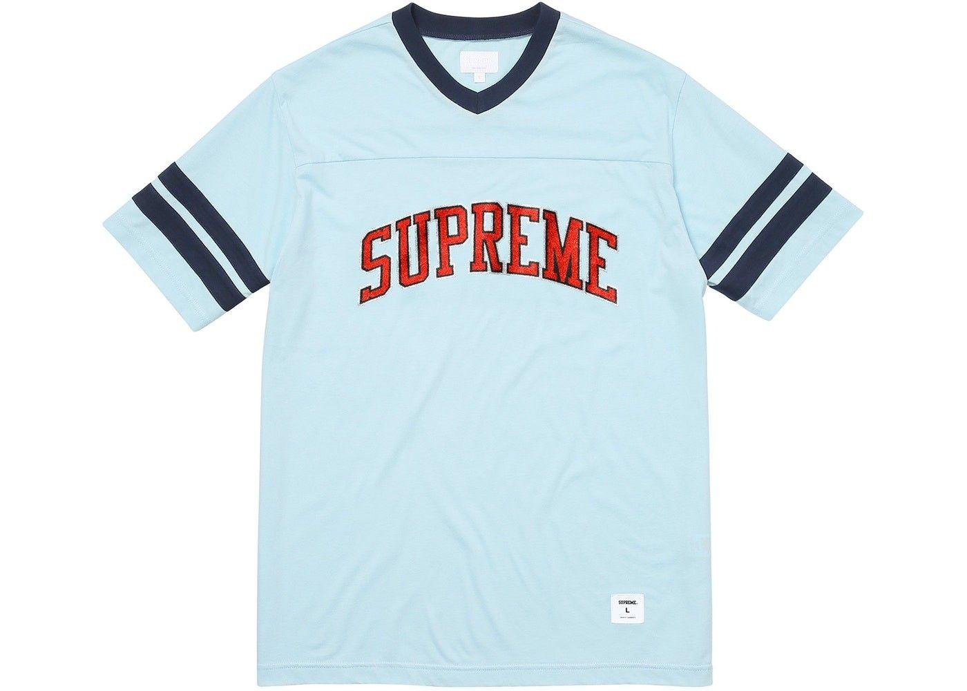 Gliter Blue Supreme Logo - Supreme Glitter Arc Football Top Light Blue