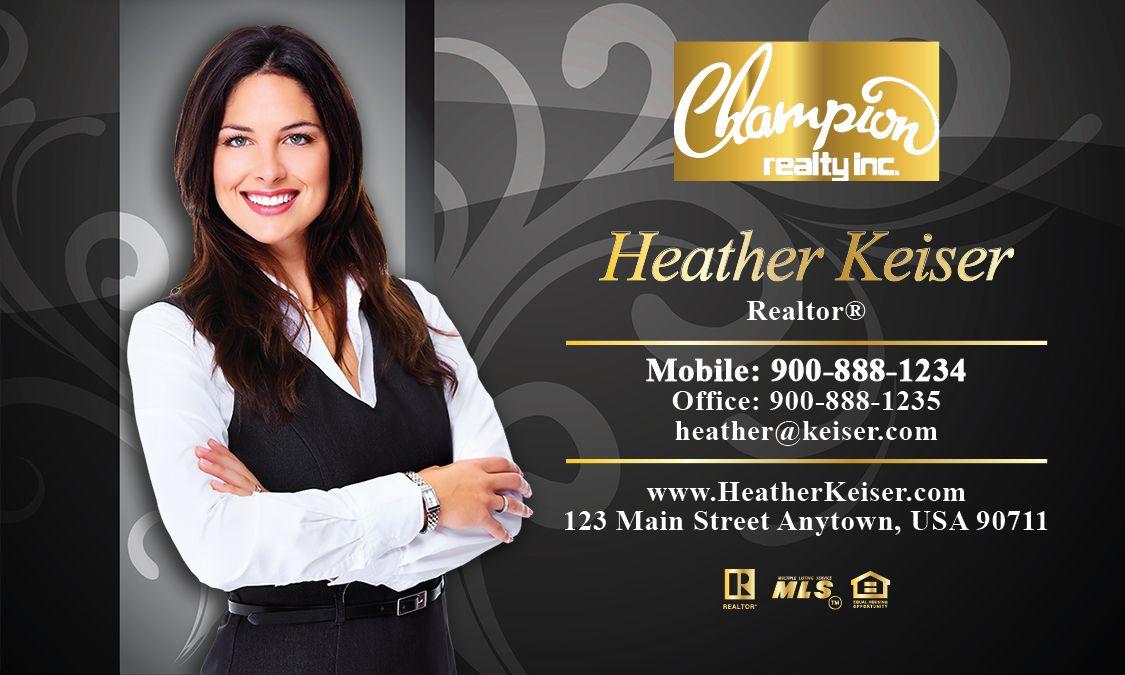 Champion Realty Logo - Black Champion Realty Business Card - Design #130061