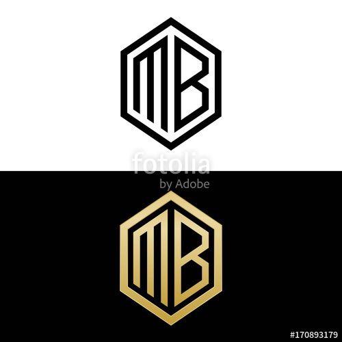 MB Letter Logo - initial letters logo mb black and gold monogram hexagon shape vector ...