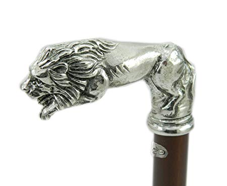 Walking Silver Lion Logo - Walking Stick Folding Wood Tin Woman poignèe Lion Home Silver Luxury ...