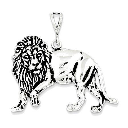 Walking Silver Lion Logo - 925 Sterling Silver Walking Lion Charm Pendant - 30mm - Walmart.com