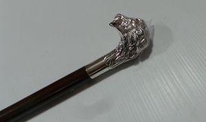 Walking Silver Lion Logo - Silver Lion Head Walking Cane