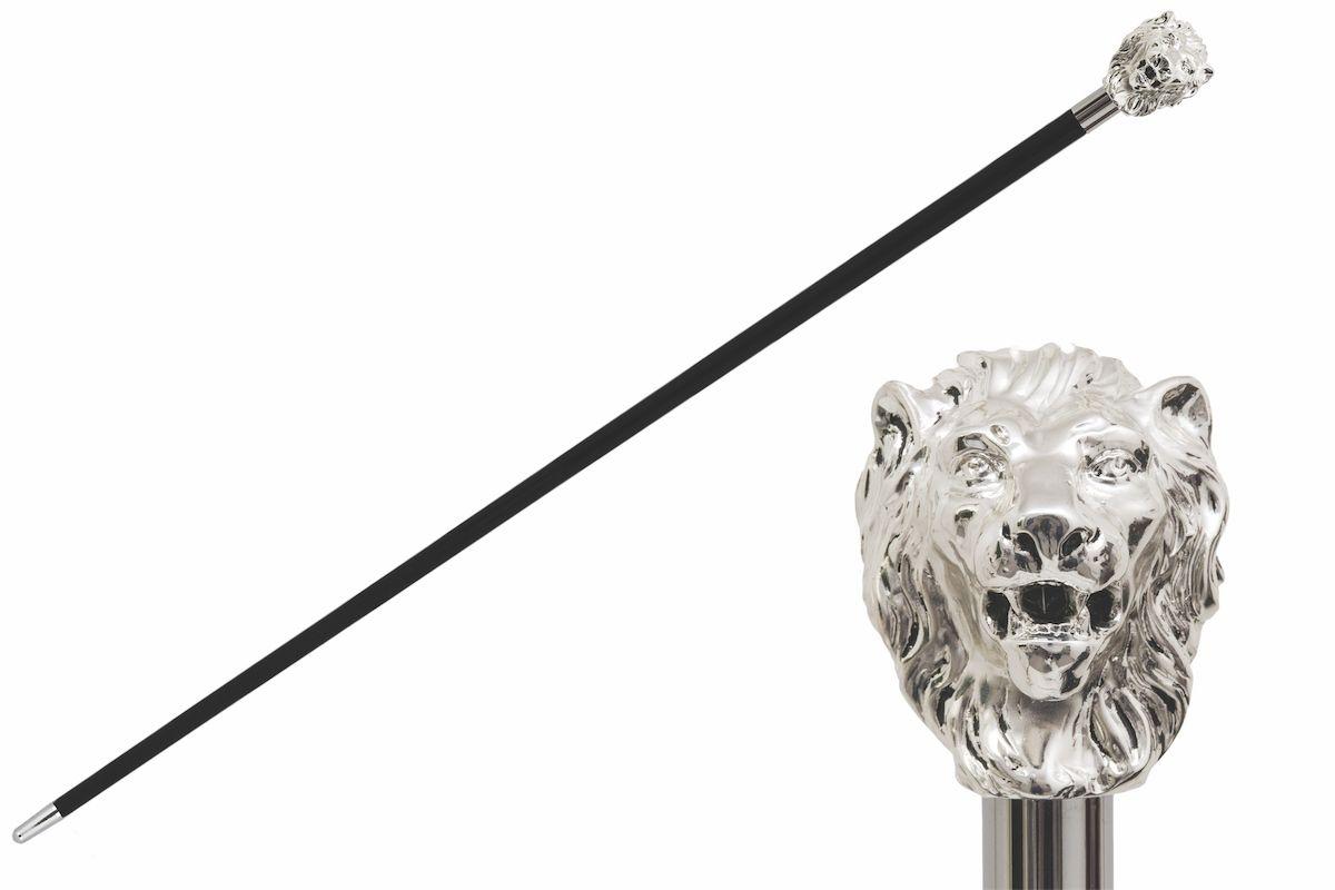 Walking Silver Lion Logo - Pasotti Silver Lion Cane - Designer Walking Sticks