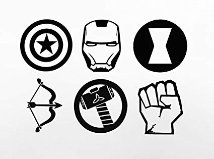 Iron Man Black and White Logo - Avengers Decal Set Man, Captain America, Thor
