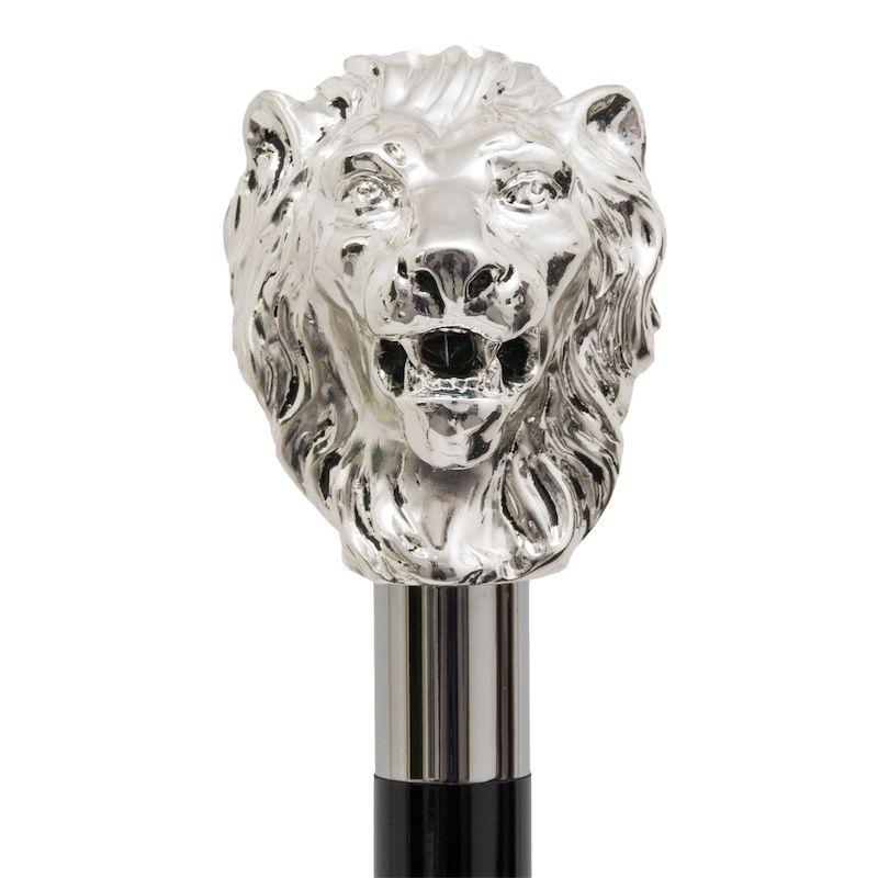 Walking Silver Lion Logo - Pasotti Silver Lion Cane - Designer Walking Sticks