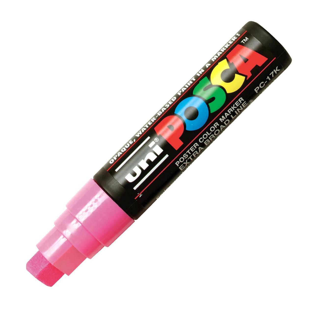 Pink and Blue Mountain Water Logo - Uni Posca 17K Water Base Extra Broad, Red, Yellow, Pink